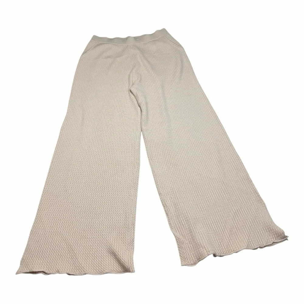 Cable knit Cream Color Wide-Leg pull on Pants - Picture 5 of 12